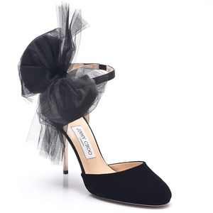 Jimmy Choo Lou Tulle velvet pumps lilyth black
